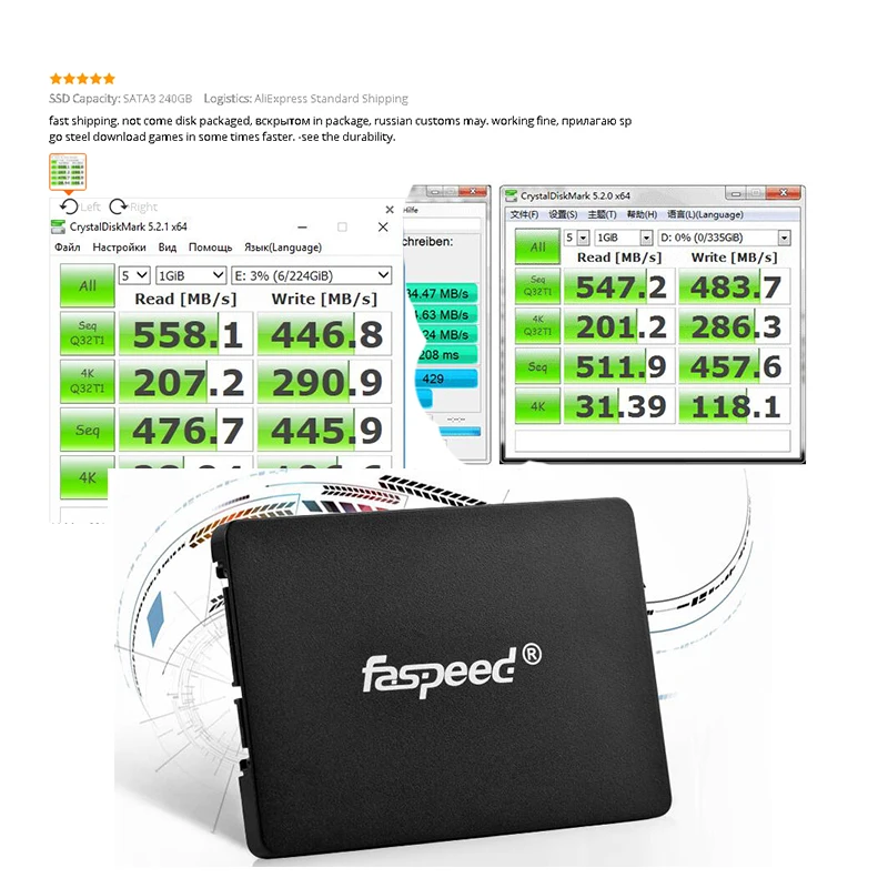 Faspeed SSD, 128 ГБ, 512 ГБ, 640 Гб, 720 ГБ, 360 гб, 2,5 ГБ, SATA3, Внутренний твердотельный диск для 1 ТБ, 2 ТБ, HD HDD, настольный ноутбук