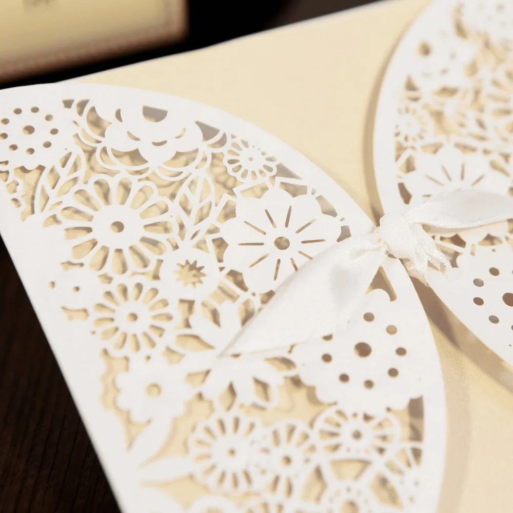 KAZIPA 25 шт набор лазерная резка Пригласительные открытки кружева Lasercut приглашений