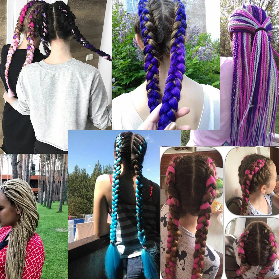VERVES Braiding Hair One Piece Synthetic 82 Inch Heat Fiber Braid 165g/Piece Black Pure Color Jumbo Braid Hair Extensions