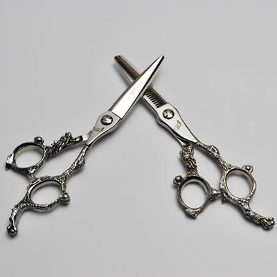 Dragon 1 pair Парад 6 дюймовый Дракон и тигр дизайн ручка Парикмахерские ножницы JP 440C Резка/истончение ножницы Профессиональные ножницы для волос - Цвет: Dragon 1 pair
