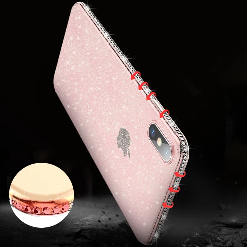 Simple Transparent Bling Glitter Case Cover For iPhone 6 6S 7 8 Plus Solf TPU Silicone Phone X Xr Xs Max Capas |