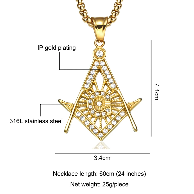 D&Z винтажное масонское ожерелье подвеска из нержавеющей стали полностью