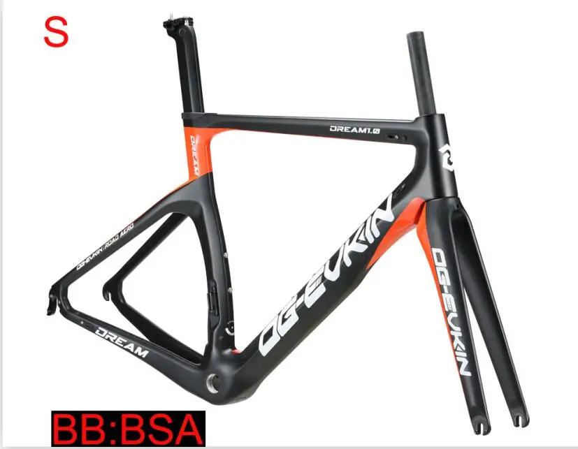 S BSA UD Orange T1000 углеродный шоссейный велосипед кадр UD BSA велосипедная углеродная рама дорожного движения Di2 и механизм XXS XS S M L комплект 1-1/8» 1-1/" OG-EVKIN - Цвет: S BSA UD Orange