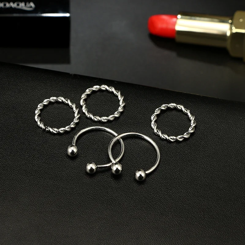 6 шт./компл. Мода Твист Бисера Регулируемое Открытое кольцо браслет для женщин