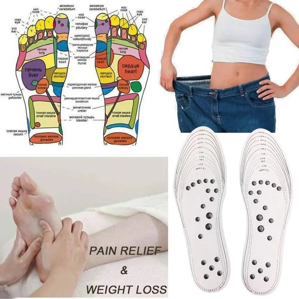 Новинка 1 пара акупрессуровые стельки для похудения массажер ног магнитная