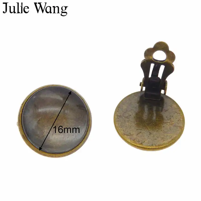 Julie Wang 2 пары клипсы серьги античный цвет сплав клипса для уха кабошон поднос