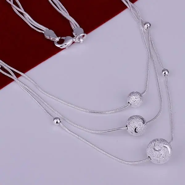 

XLN220 Wholesale Silver Plated Necklaces For Women Factory Price Fashion Jewelry Triple Lines Of Beans Necklace /ahgaiyna