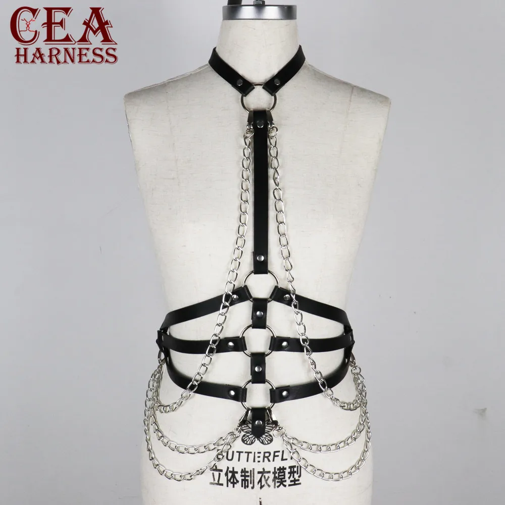 CEA.HARNESS,, виторианский Готический кожаный пояс с подвязками, сексуальное женское белье, цепочка Harajuku, подтяжки для тела, женский ремень