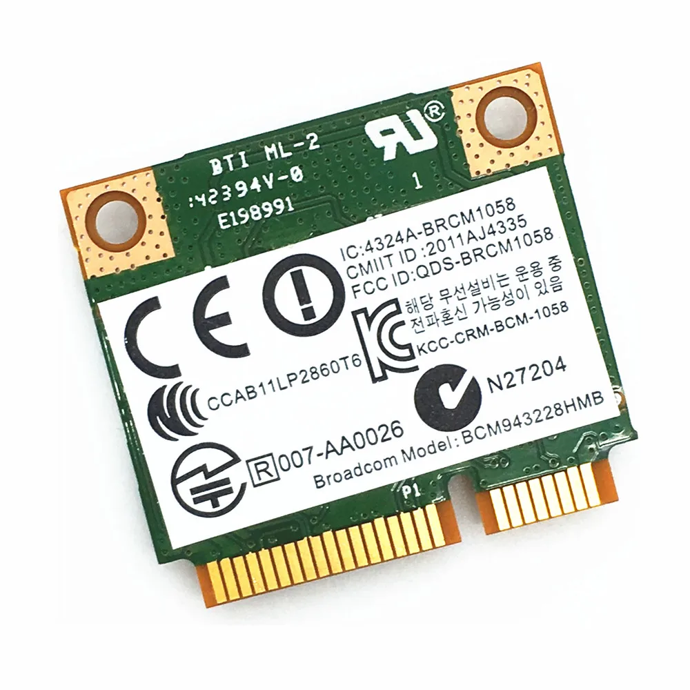 Broadcom BCM943228HMB BCM43228 Half Mini PCI-e Wlan  BT  Bluetooth 4, 0  300M  210 G1/820 G1