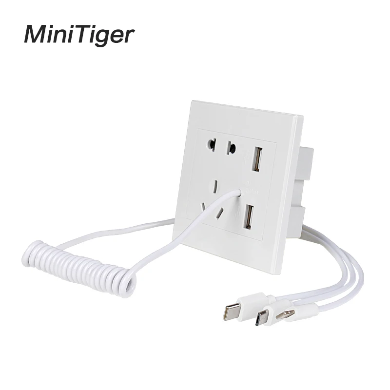 Настенная розетка Minitiger с 2 USB-портами универсальное стандартное зарядное