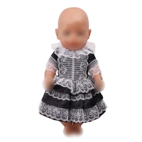 doll clothes beautiful princess black lace dress fit 43 cm baby dolls and 18 inch girl dolls clothing accessories f388