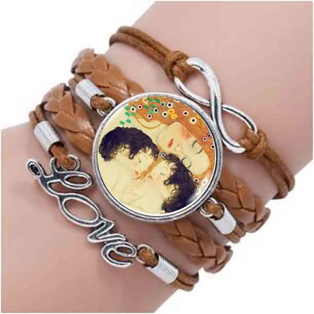 2017 Gustav Klimt - Mother and Child bracele Choker Statement Steel bracelet For Women Dress Accessories Glass Dome Jewelry | Украшения и