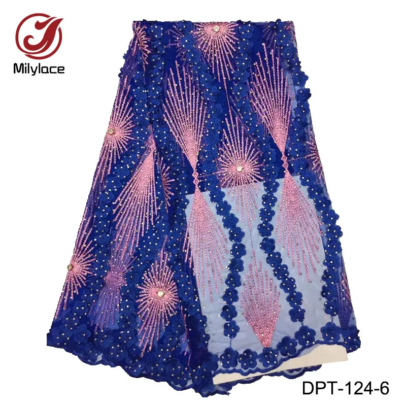 

Embroidery tulle lace fabric high quality african lace fabric with rhinestones beautiful french lace fabric for dress DPT-124