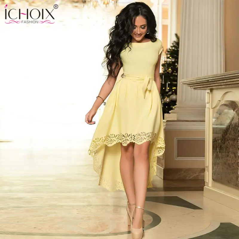 

2019 Summer Women Short Dress Casual Hollow Out Dresses Style Solid Elegant Green Sashes Female Party Club vestidos de festa