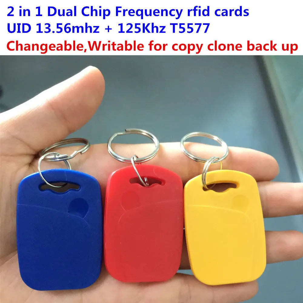 RFID 13,56 МГц 1 к UID; запасной& T5577 125 кГц двойной чип частоты IC/ID брелок