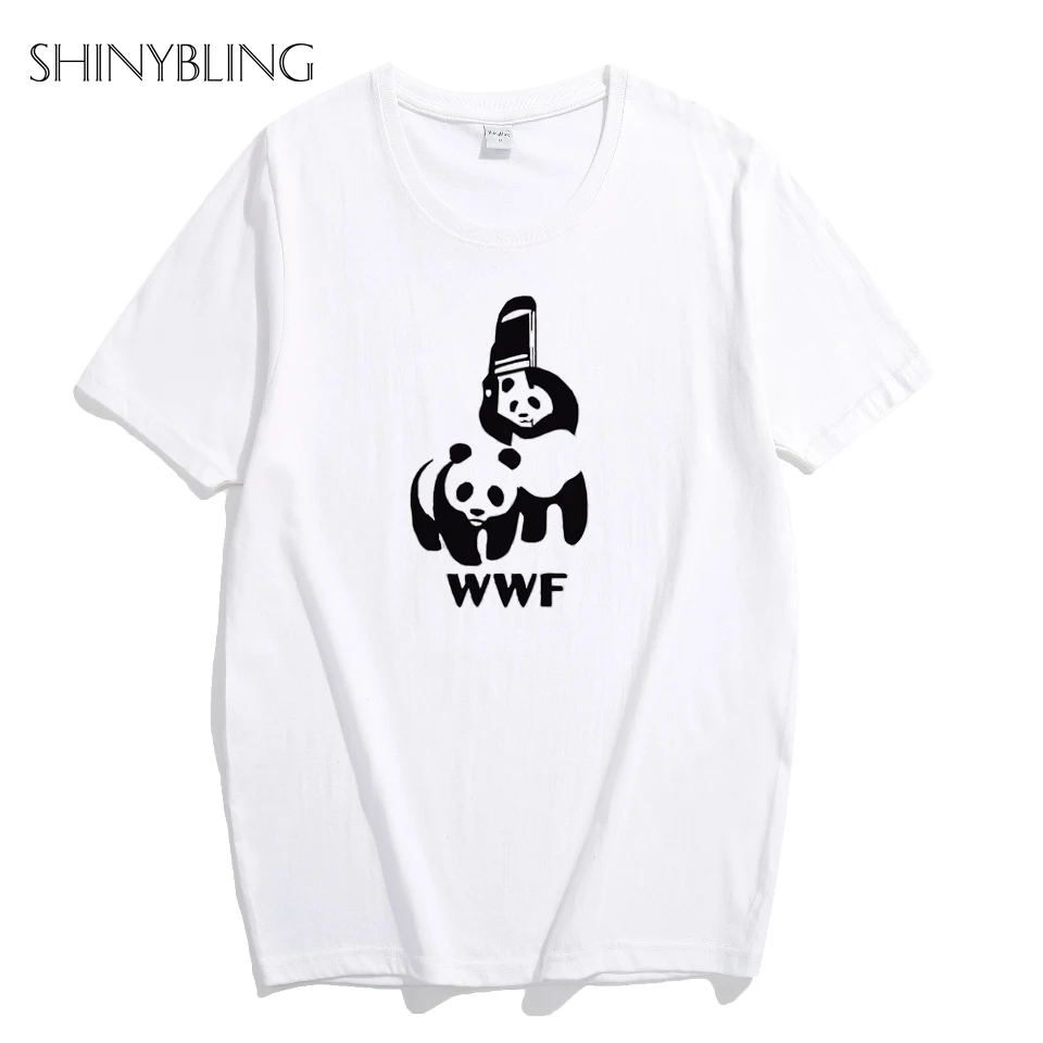 Shinybling Футболки для женщин Для смешно пародия знак панда WWF Дизайн из 100% хлопка с
