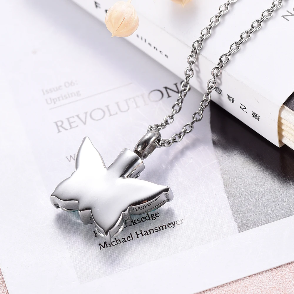 Бабочка серии кремации урна ожерелье мемориальное украшение для праха Keepsake из нержавеющей стали Урна кулон