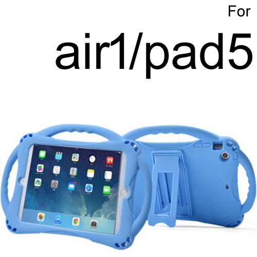 Чехол для iPad air 2, детская ручка, силиконовый милый мультяшный мягкий дизайн, противоударный водонепроницаемый портативный чехол с автомобильным креплением - Цвет: Blue