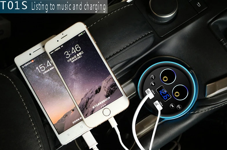 

2019 FM Transmitter MP3 Music Player Bluetooth Car Kit HandsFree call Cigarette Lighter Adapter Splitter 2 Ports USB Charger