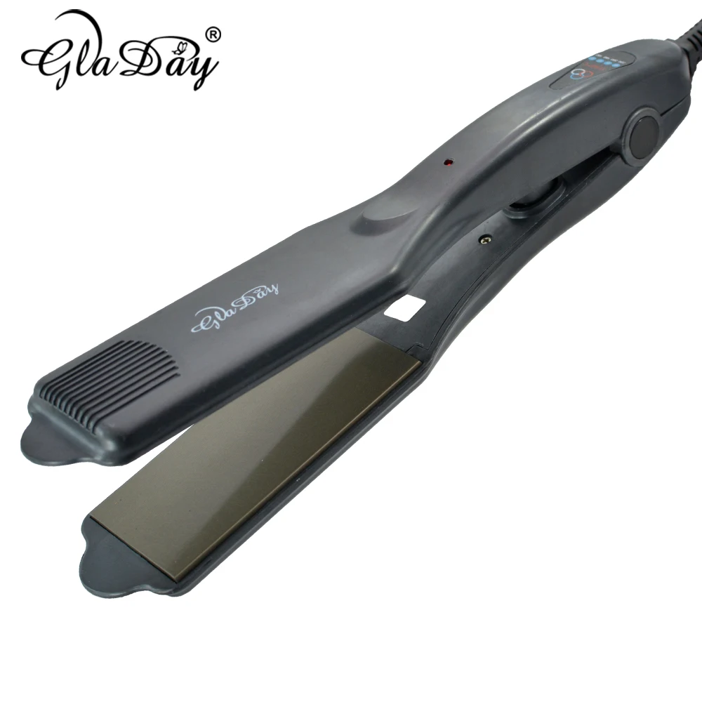Титановый выпрямитель для волос, профессиональный салонный утюжок для выпрямления волос, инструменты для укладки со светодиодным дисплеем... от AliExpress WW