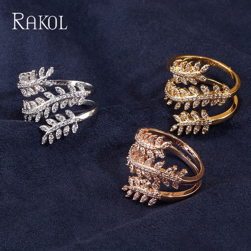 RAKOL роскошный Лист микро украшенное кубическими камнями циркон большой белый