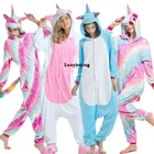 Пижама в виде единорога для женщин, кигуруми, животные, Ститч, единорог, комбинезон для взрослых, комбинезон, пижамы, фланелевая одежда для сна, комбинезоны Kugurumi