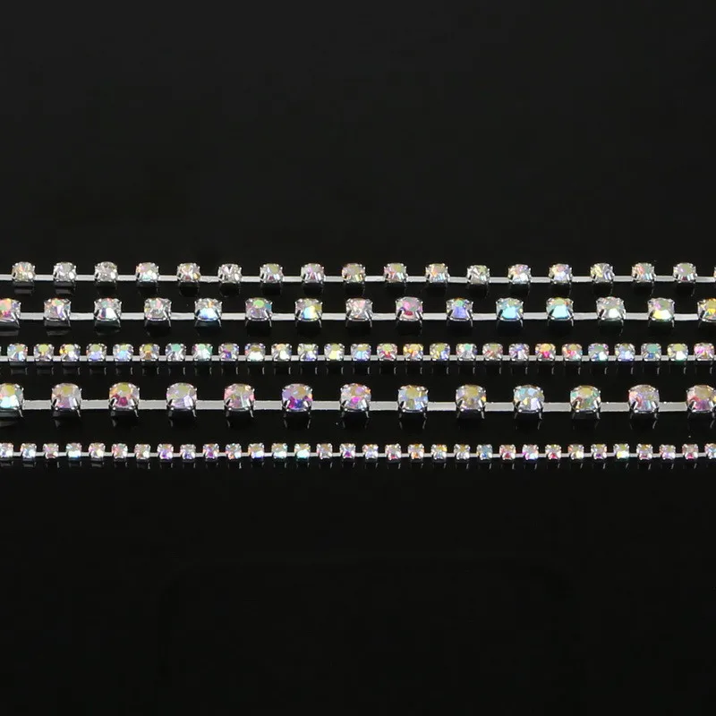 NiceBeads 10 ярдов/рулон Стразы-цепочка медный коготь с прозрачным/белым AB стекло стразы посеребренные DIY