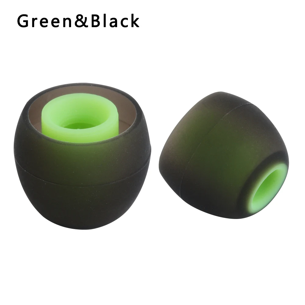 M black green 2 шт/1 пара разноцветных резиновых 3,8 мм вставных наушников сменные насадки для наушников силиконовые резиновые ушные наконечники универсальные Сменные наушники - Цвет: M black green