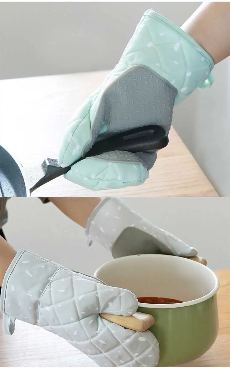 Утепленные хлопковые силиконовые термостойкие перчатки прихватки без