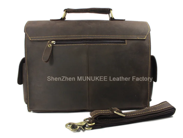 Vintage Crazy Horse Genuine Leather Men Messenger Bags Leather Shoulder Bag Men Crossbody Bag Sling Casual Bag tote Brown