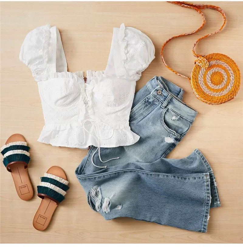 New arrive sexy women white lace tops shorts mini cute | Женская одежда