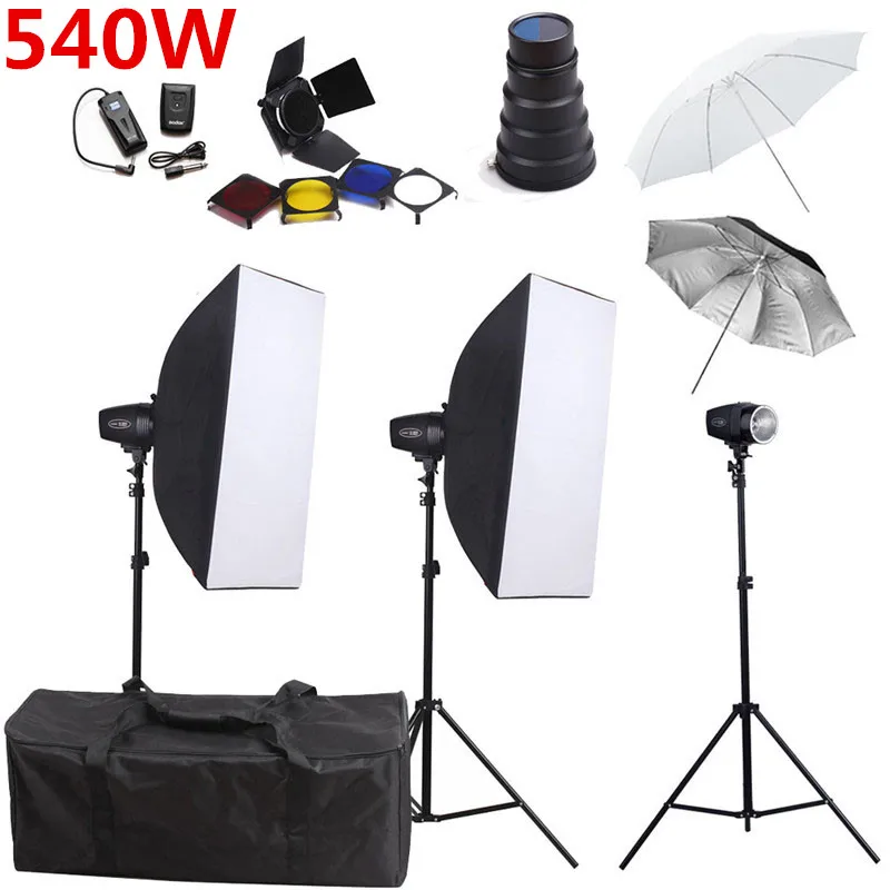 Фотографии 540ws Godox K 180A Фотостудия вспышка Softbox комплекты для освещения лайтбокс с