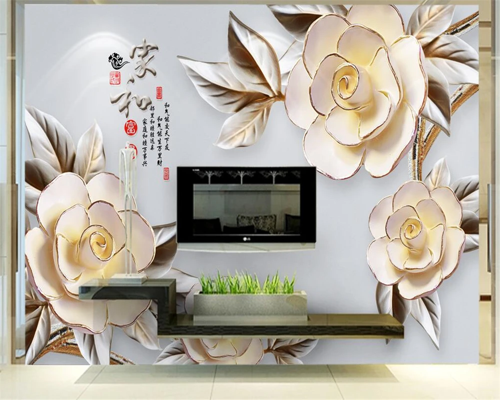 

Beibehang настроить любой размер обои для гостиной в современном китайском рельеф цветок фото обои Семья обои комнатные papel де parede 3d