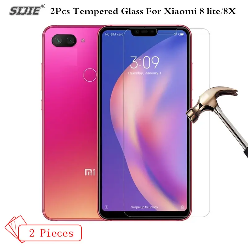 2 шт. закаленное стекло для глобальной версии Xiaomi Mi 8 Lite Youth 8X 4 Гб 64 защитный чехол