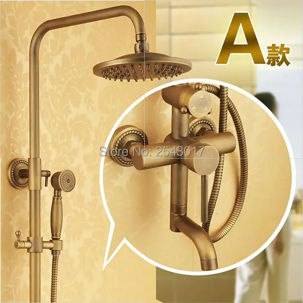 Бесплатная доставка античный медный душевой набор для ванной комнаты смеситель