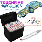 TouchFive художественные эскизные маркеры набор кистей ручка для рисования манга анимации дизайн 168 Цвет двойная головка на спиртовой масляной основе чернильный маркер