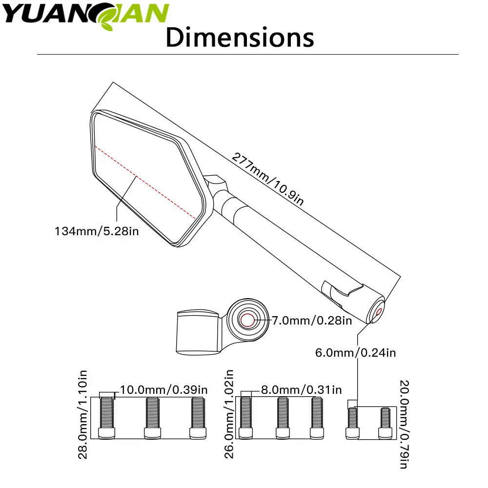 Алюминиевое зеркало заднего вида для мотоцикла YAMAHA FZ600 FZ1000 XJ6 XJR1200 XJR1300 V MAX и других