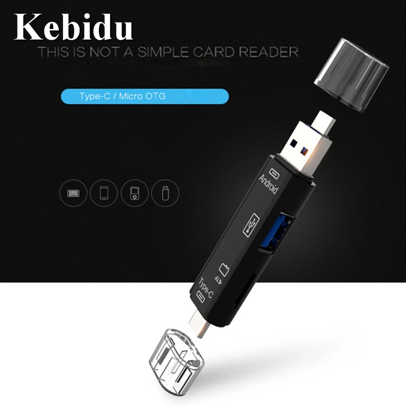 

Многофункциональный картридер 5 в 1 Type C OTG USB 2,0, устройство для чтения карт памяти с интерфейсом USB «мама», мобильный телефон, ПК