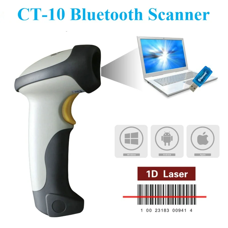 Smart usb 1D 10 м Беспроводной Bluetooth сканер штрих кода считывания кодов поддержка с