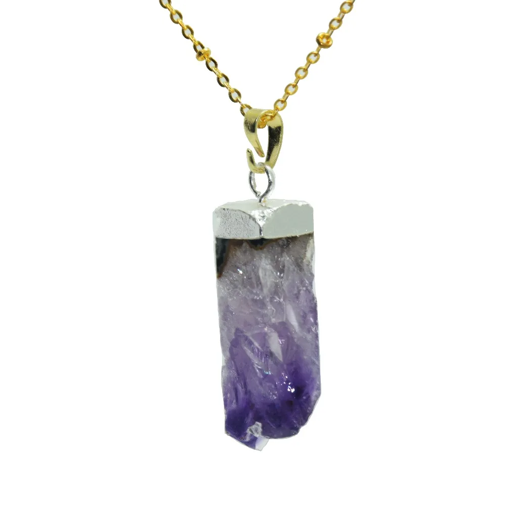 Подвеска из натурального кристалла geode druzy цепочка ожерелье 2020 женские длинные 4
