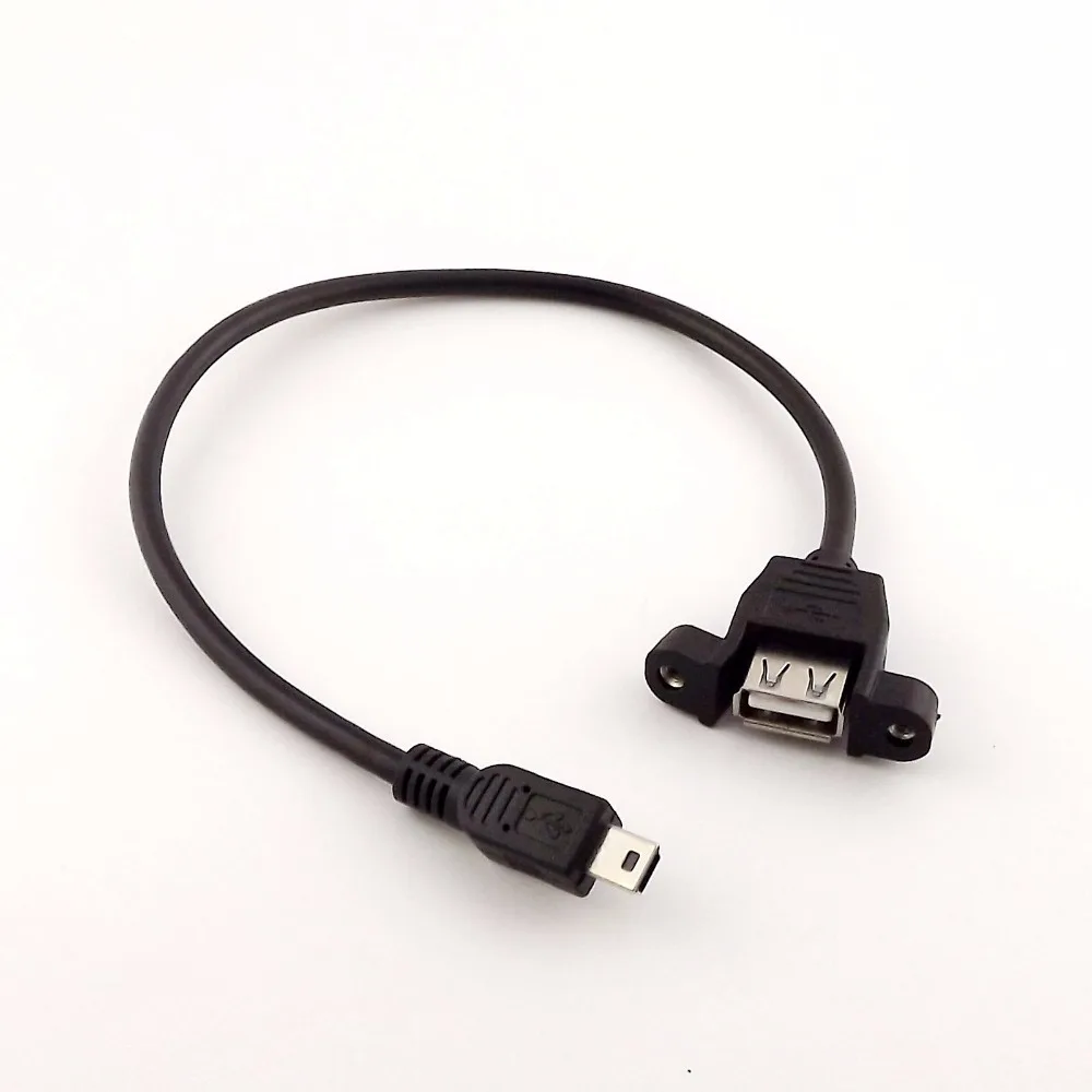 

10pcs USB 2.0 A Female Socket Panel Mount To Mini 5 Pin B Male Data Adapter Cable 1ft