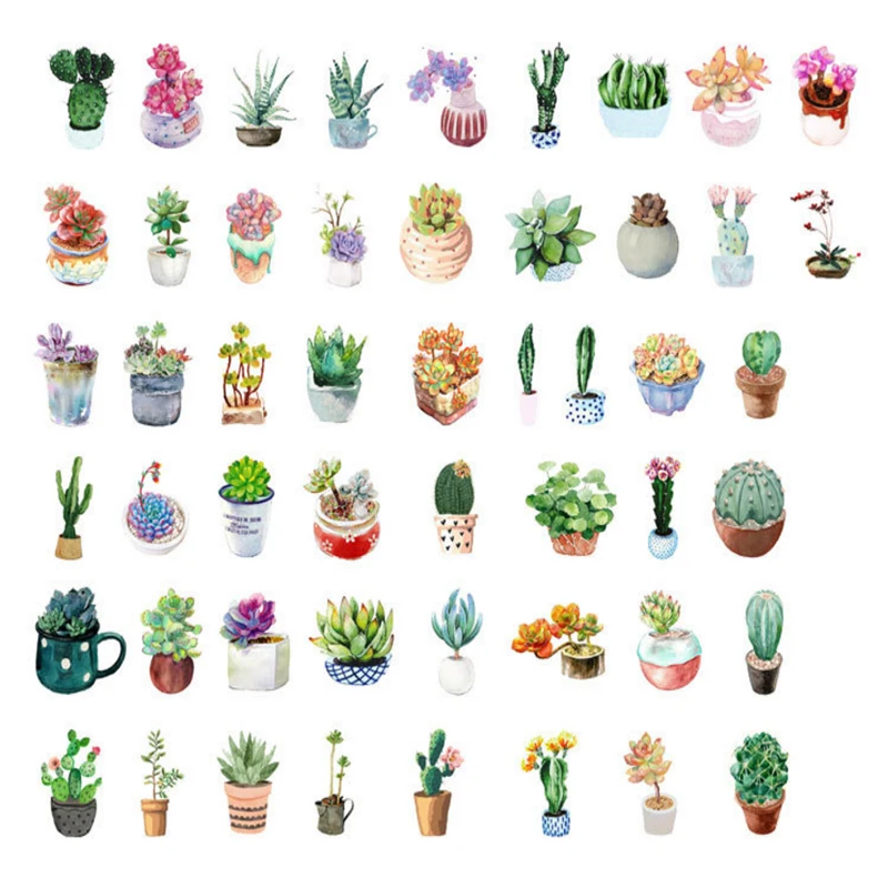 

50pcs/pack succulents plants small paper sticker decoration label bookmark dress up for notebook