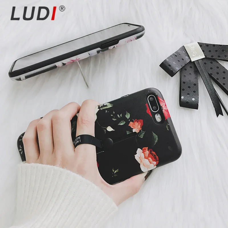 Чехол для телефона LUDI в стиле ретро с розами iphone 7 6 6s plus жесткая задняя мягкая