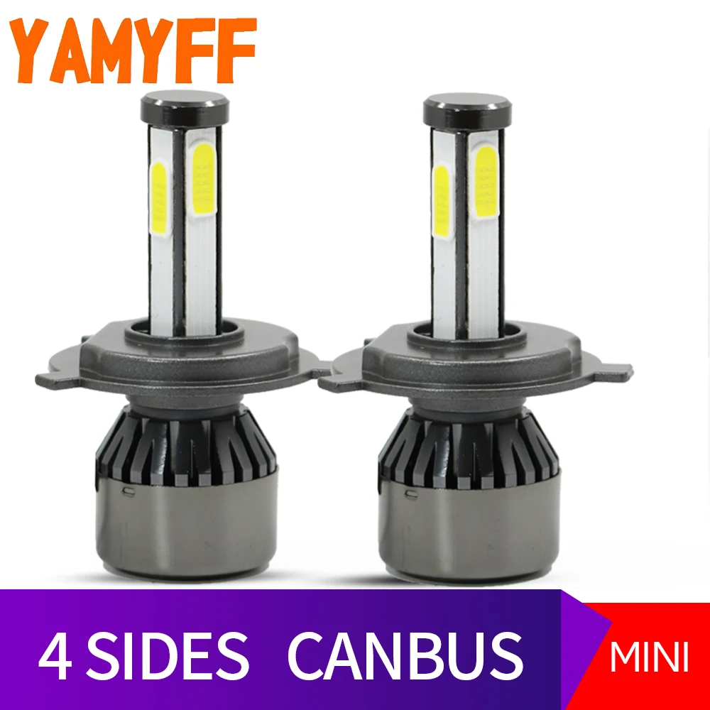 Автомобильные фары YAMYFF Mini H15 Canbus H7 LED H4 D1S D2S D3S D4S H13 светодиодная лампа 6000K 4 стороны