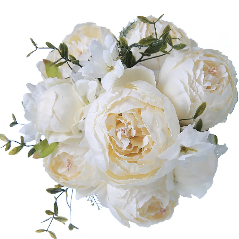 style 3 white Luyue 13 филиал/Букет Искусственные цветы Пион яркие Флорес искусственный шелк роза Свадебный декор венок железа дома - Цвет: style 3 white