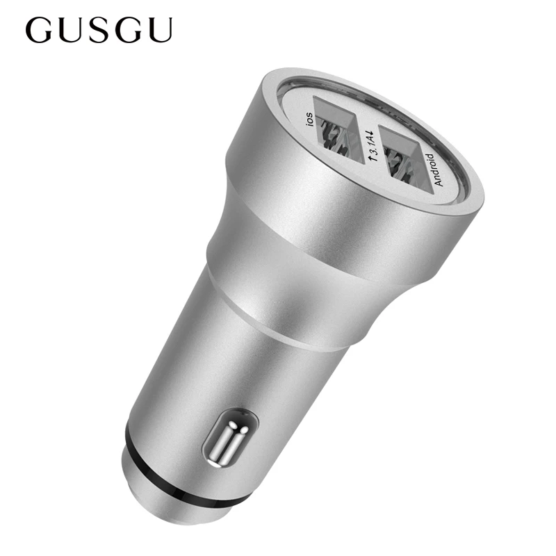 GUSGU 5V алюминиевый сплав двойной USB Автомобильное зарядное устройство