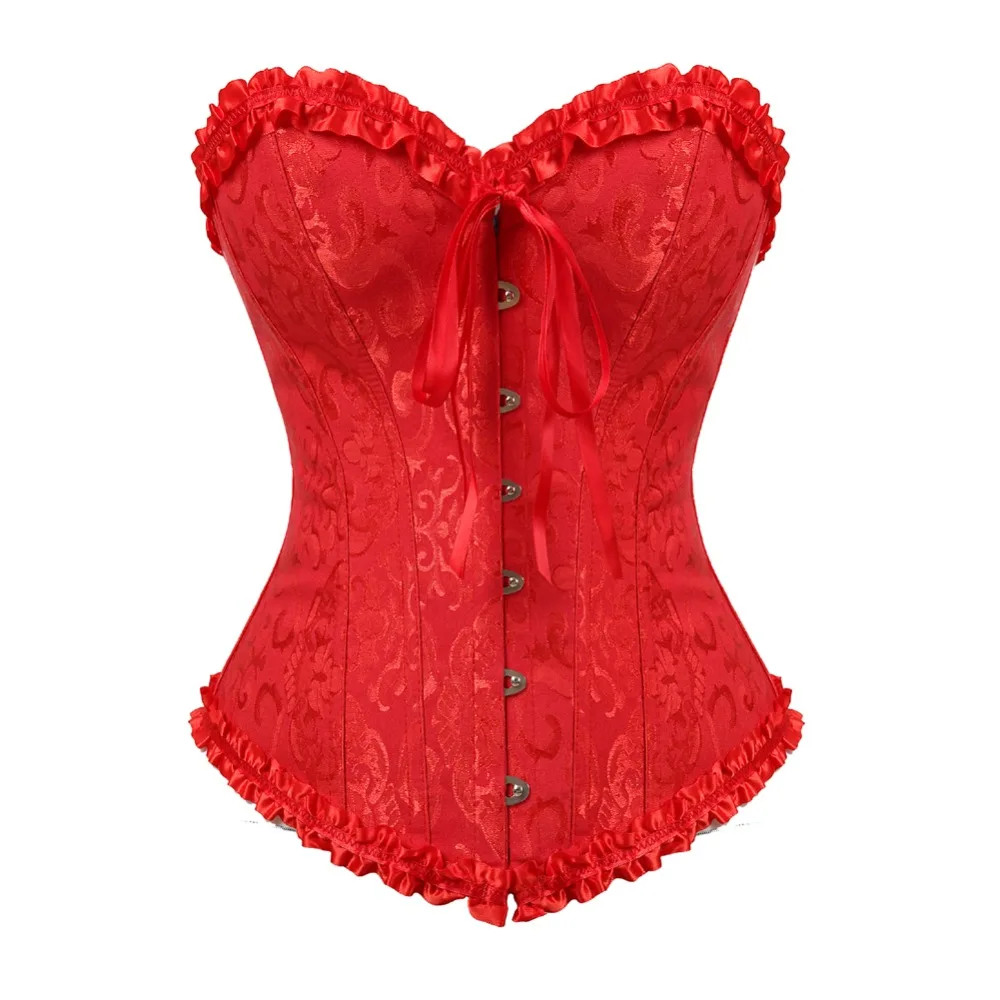 

corset skirts for women party plus size halloween costumes corsets bustiers dresses brocade floral korsett vintage sexy red 6xl