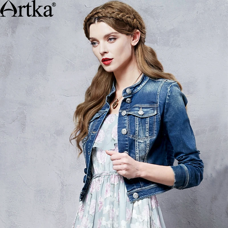 Artka женская 2016 новинка весна ретро со стоячим воротником длинными рукавами