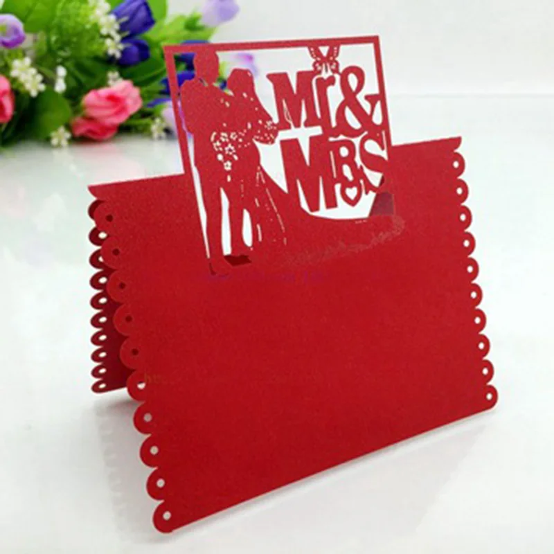 100 шт./лот лазерная резка Mr & Mrs свадебные украшения стола Место карты имя номера