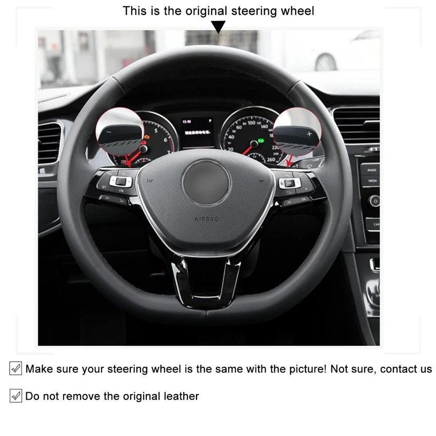 Чехол на руль MEWANT из углеродного волокна сшитый вручную для Volkswagen VW Golf 7 (VII) Polo Passat
